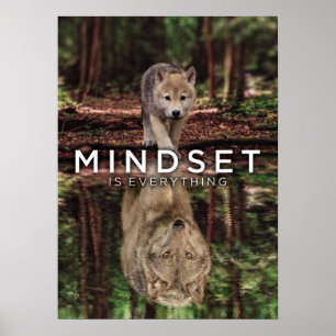 Affiche Mindset Is Everything, Wolf and Pup Water Reflect