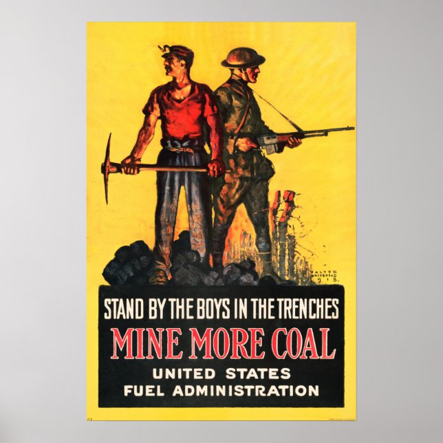 Affiche Mine Plus CHARBON US Fuel Administration Propagand (Devant)
