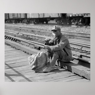 Affiche Mineur dans les Railyards, 1938. Photo ancienne
