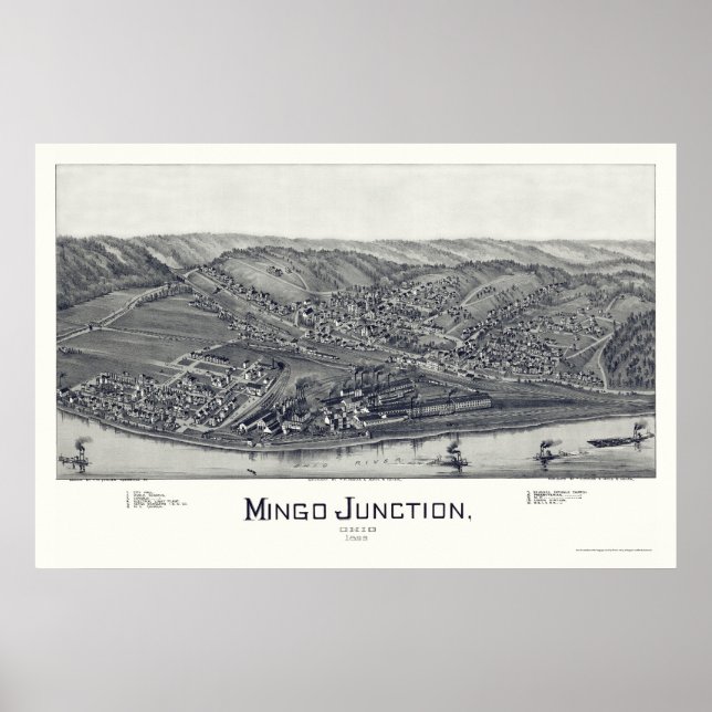 Affiche Mingo Junction, OH Carte panoramique - 1895 (Devant)