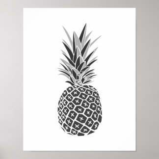 Affiche Mini-ananas noir et blanc