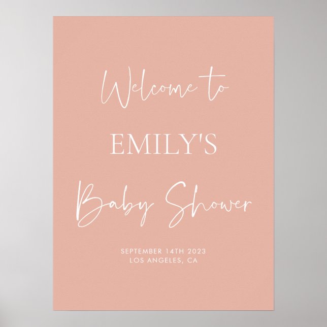 Affiche Mini-Blush Pink Baby Shower Welcome Sign (Devant)