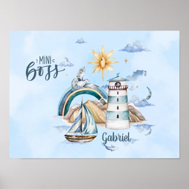 Affiche Mini Boss Ship Dans l'Océan Personnalisable (Devant)
