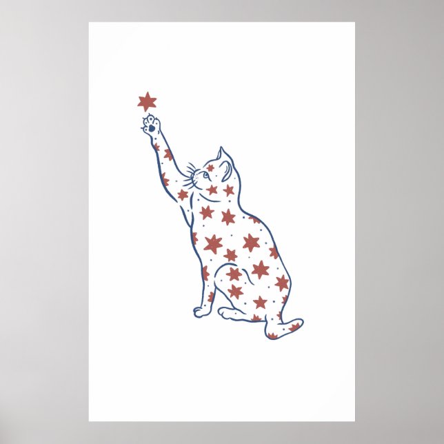 Affiche Mini Chat Atteindre l'étoile Imprimer Mocal Whimsi (Devant)