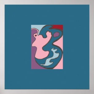 Affiche Mini-imprimante rose-papillon avec double bordure