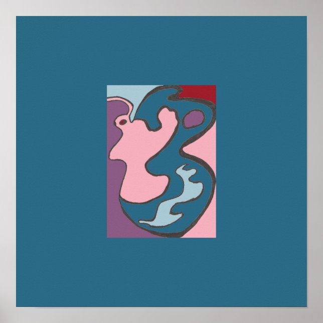 Affiche Mini-imprimante rose-papillon avec double bordure (Devant)