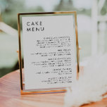 Affiche Mini-Mariage Dessert Bar Cake Menu Sign<br><div class="desc">Il s'agit d'un panneau moderne et élégant de menu gâteau de mariage avec un agencement minimaliste et une belle police moderne. Toutes les couleurs sont modifiables. // Recherche "HARLOW" dans le magasin Sincerely By Nicole Zazzle pour les designs correspondants. * Si vous aimez ce design mais ne le voyez pas...</div>