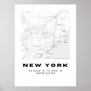 Affiche Mini New York Map Art - noir et blanc