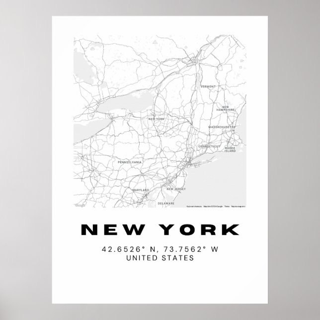 Affiche Mini New York Map Art - noir et blanc (Devant)