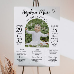 Affiche Mini photo moderne 1er anniversaire Jalon Signal