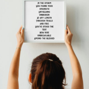 Affiche Mini poème inspirant indestructible