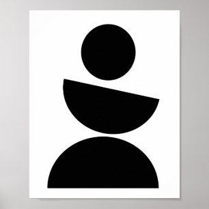 Affiche Mini-siècle moderne minimaliste noir géométrique