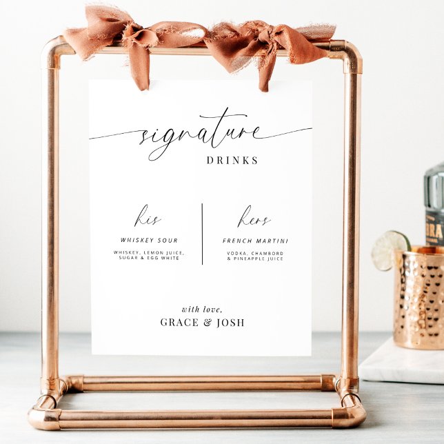 Affiche Mini signature Boire Cocktail Bar Menu Signal (Créateur téléchargé)