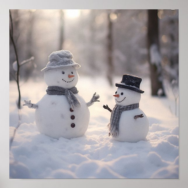 Affiche Mini Snowmen le jour brillant (Devant)