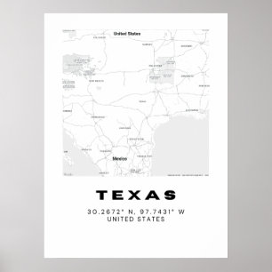 Affiche Mini-Texas Map Art