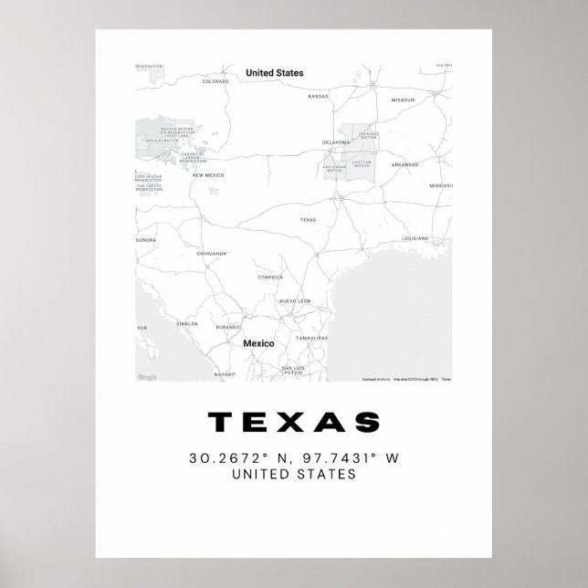Affiche Mini-Texas Map Art (Devant)