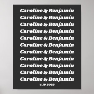 Affiche Mini-texte rétro Noir Blanc Couple Noms