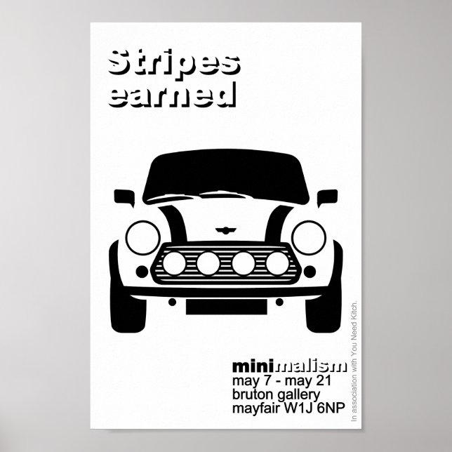 Affiche Mini voiture classique d'origine art minimaliste (Devant)