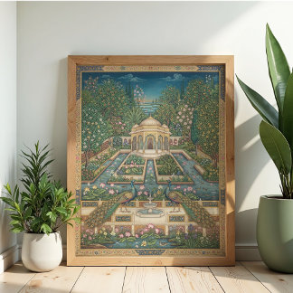 Affiche Miniature de paon moghole vintage Art indien