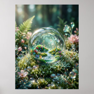 Affiche Miniature Monde à l'Intérieur d'une Goutte de Rosé