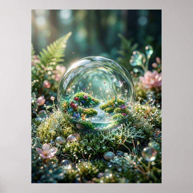 Affiche Miniature Monde à l'Intérieur d'une Goutte de Rosé (Devant)