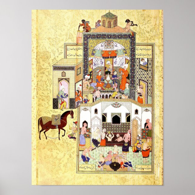Affiche Miniature persane : Le Dervish dans le Hammam (Devant)