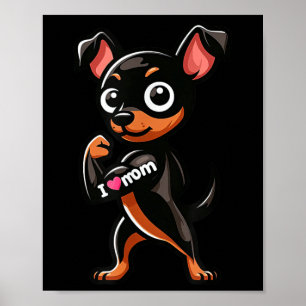 Affiche Miniature Pinscher I Love Maman Funny Chien Tattoo