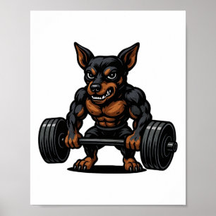Affiche Miniature Pinscher musculation culturiste Worko