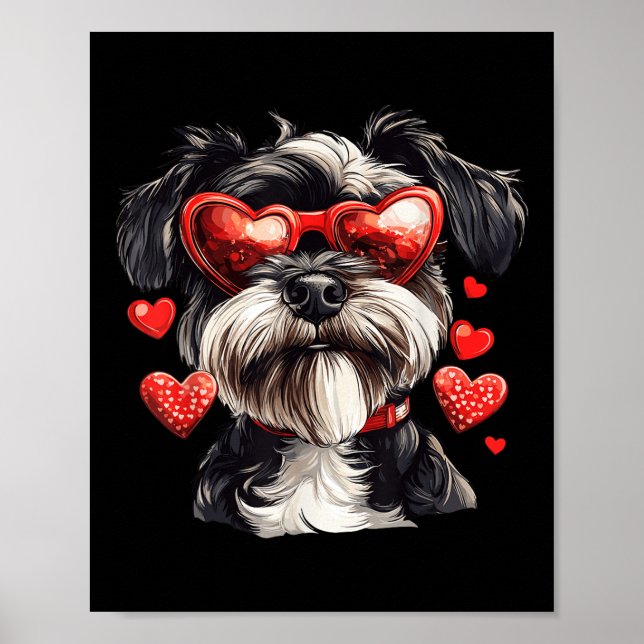 Affiche Miniature Schnauzer Heart Gles Valentines Jour Chi (Devant)