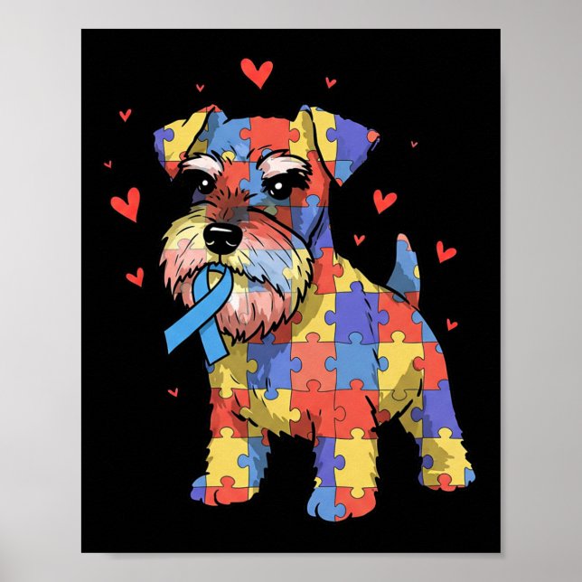 Affiche Miniature Schnauzer Puzzle Sensibilisation à l'aut (Devant)