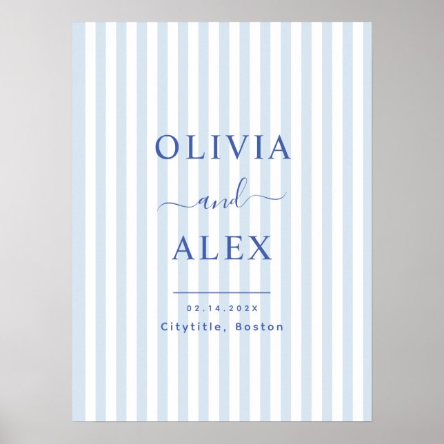 Affiche Minimal and Chic Blue French Personalized Wedding (Devant)