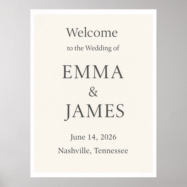 Affiche Minimal Elegant Wedding Welcome Sign | Editable 18 (Devant)