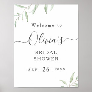 Affiche Minimal greenery bridal shower welcome sign