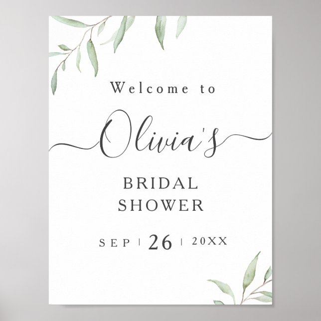 Affiche Minimal greenery bridal shower welcome sign (Devant)