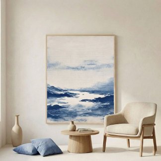 Affiche Minimal Indigo Abstract Landscape Wall Art