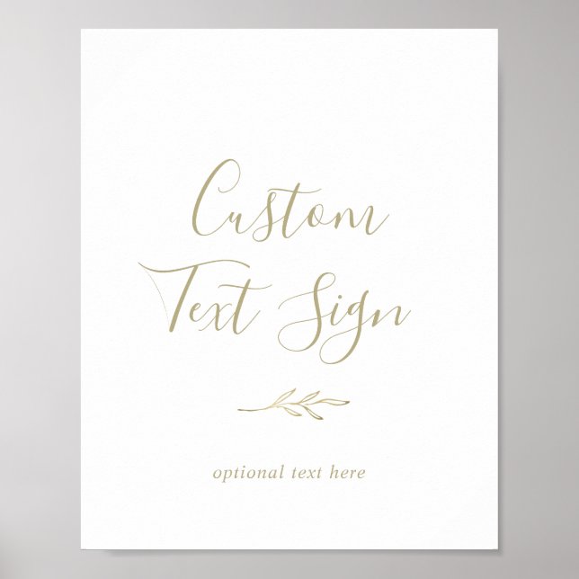 Affiche Minimal Leaf | Gold Custom Text Sign (Devant)