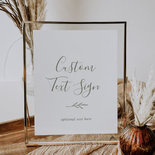 Affiche Minimal Leaf Olive Green Custom Text Sign