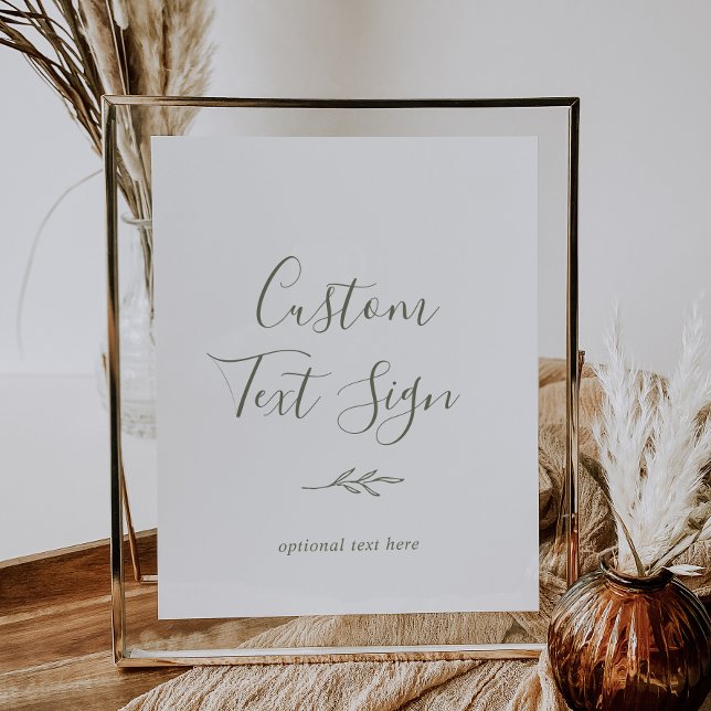 Affiche Minimal Leaf | Olive Green Custom Text Sign (Créateur téléchargé)