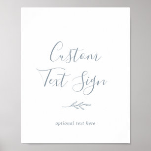 Affiche Minimal Leaf Panneau de texte personnalisé bleu