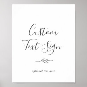 Affiche Minimal Leaf Panneau de texte personnalisé gris