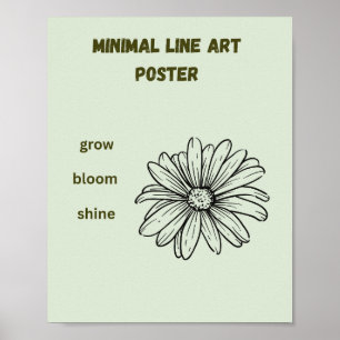 Affiche Minimal Line Art Daisy Grandir Fleurir Briller Ver