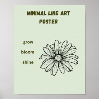 Affiche Minimal Line Art Daisy Grandir Fleurir Briller Ver