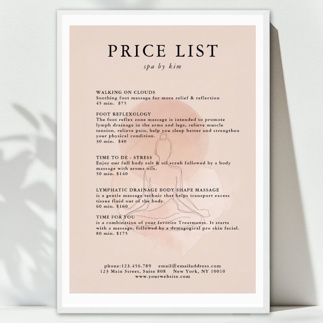 Affiche Minimal Line Art Woman Meditation Salon Price List (Minimal Line Art Woman Meditation Salon Price List Poster. Print & Instant download available.)