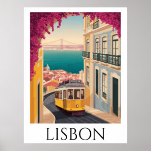 Affiche Minimal Lisbonne Portugal Art de Voyage Rétro