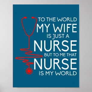 Affiche Minimal Ma femme infirmière t , mari infirmier fie
