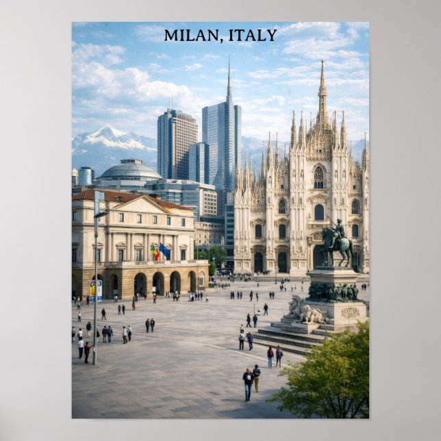 Affiche Minimal Milan Italy City View Landmarks (Devant)