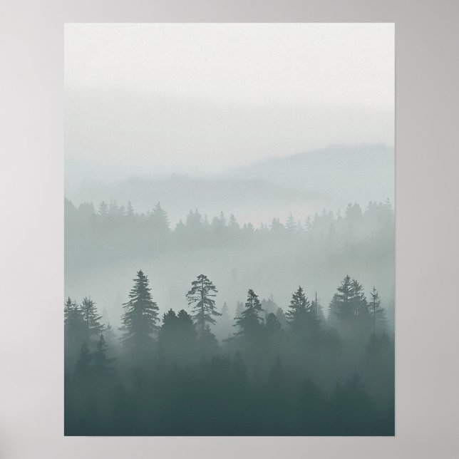 Affiche Minimal Misty Forest Wall Art (Devant)