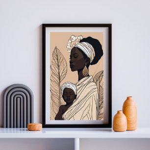 Affiche Minimal Mother – L'Essence de la Maternité Africai