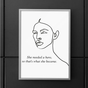 Affiche Minimal Noir Elle Est Devenue Un Héros Inspiration