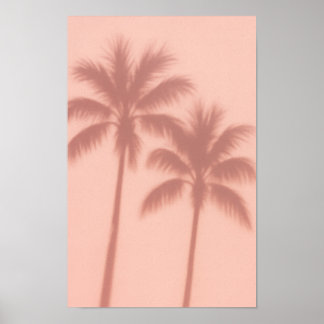 Affiche Minimal Palm Tree Shadows – Soft Coral Aesthetic
